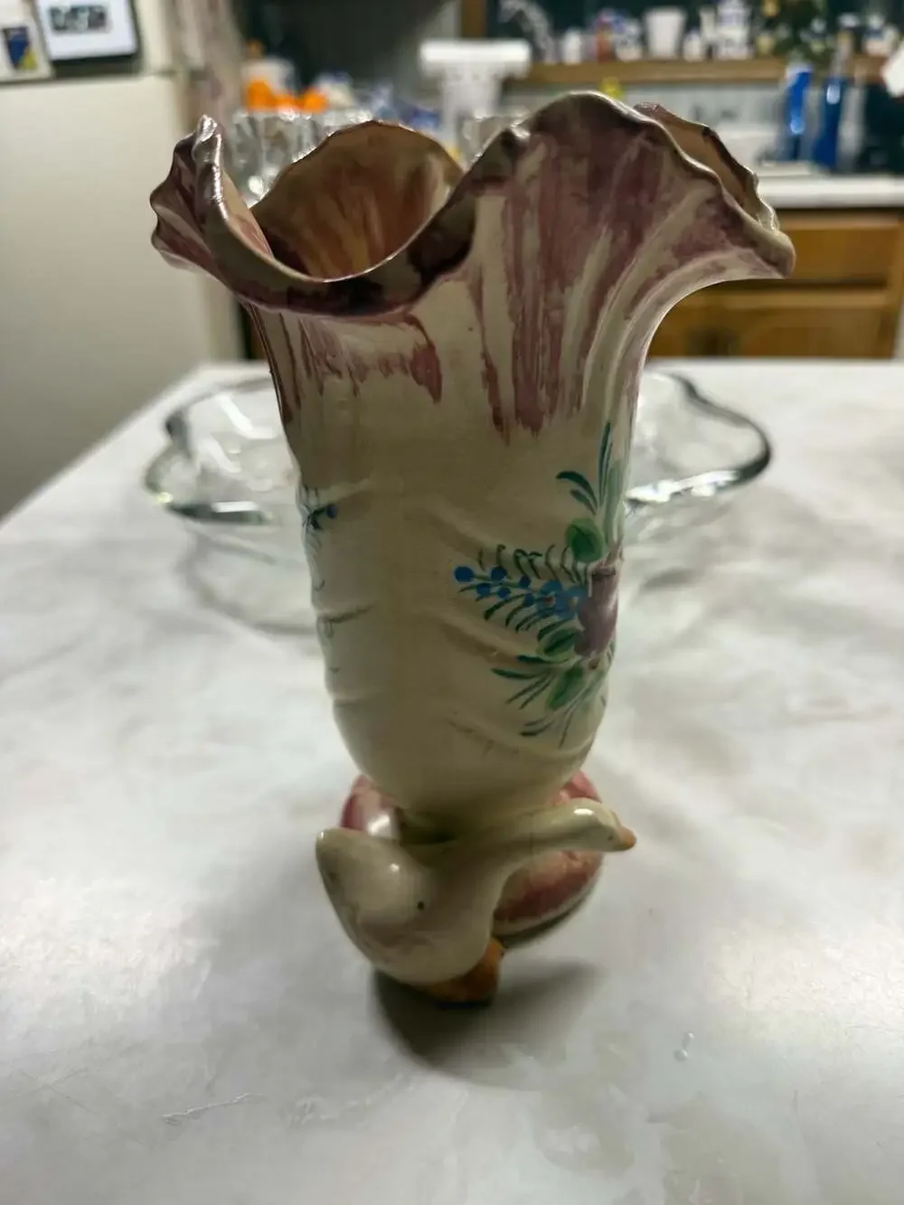 Vintage Hand-Painted Ceramic Duck Vase Made in Japan